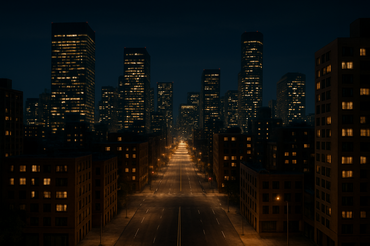 Futuristische Stadt bei Nacht